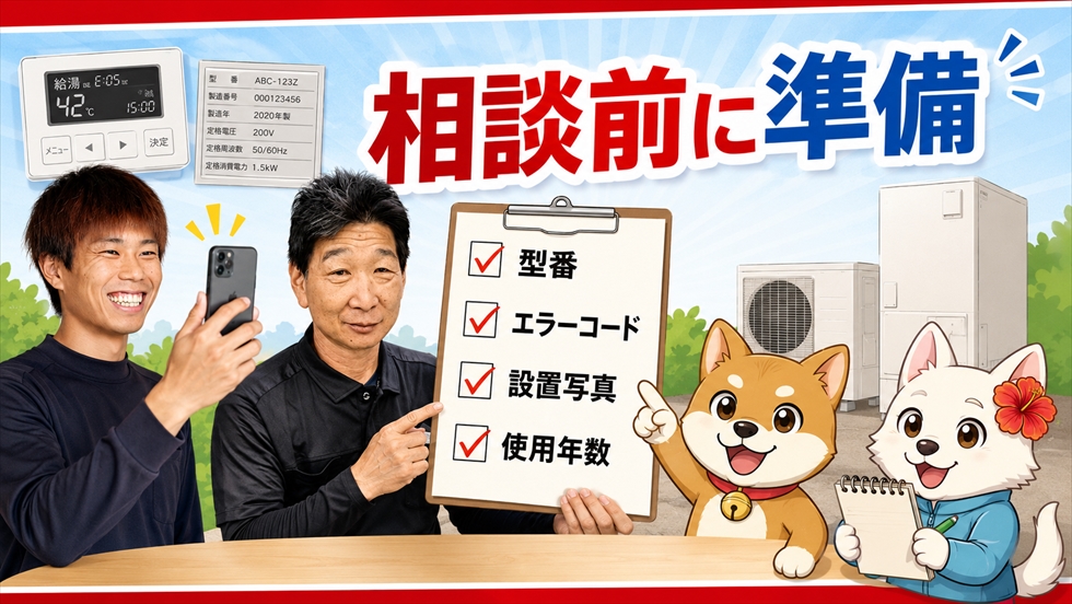 エコキュート相談前に準備する型番エラーコード設置写真使用年数