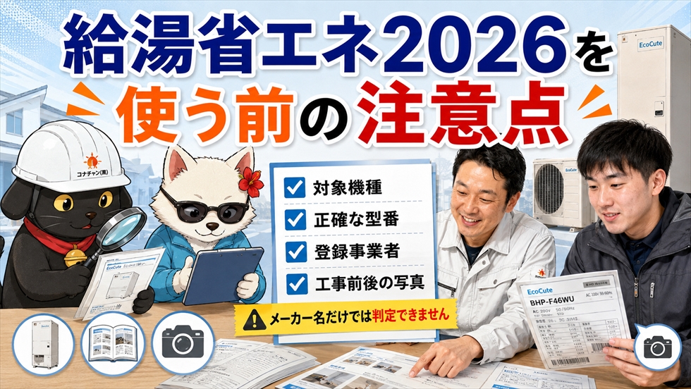 給湯省エネ2026事業を利用する前に確認する対象機種や型番などの注意点