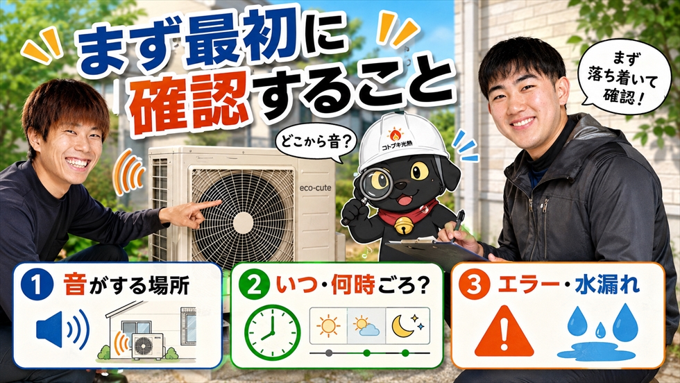 エコキュートの異音で最初に確認する場所と時間とエラー