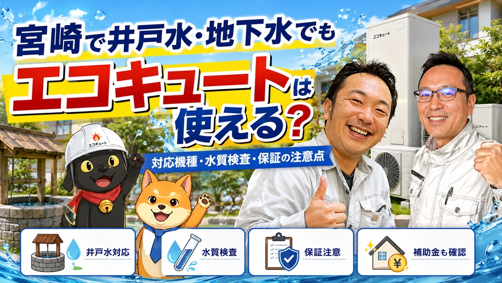宮崎で井戸水・地下水でもエコキュートは使える?対応機種・水質検査・保証の注意点
