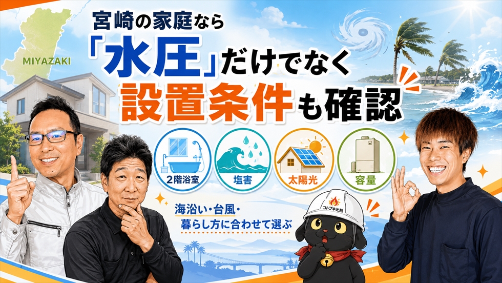 宮崎でエコキュートを選ぶ際の水圧 塩害 太陽光 容量の確認ポイント