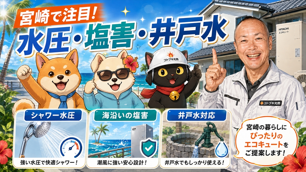宮崎で確認したいエコキュートの水圧 塩害 井戸水