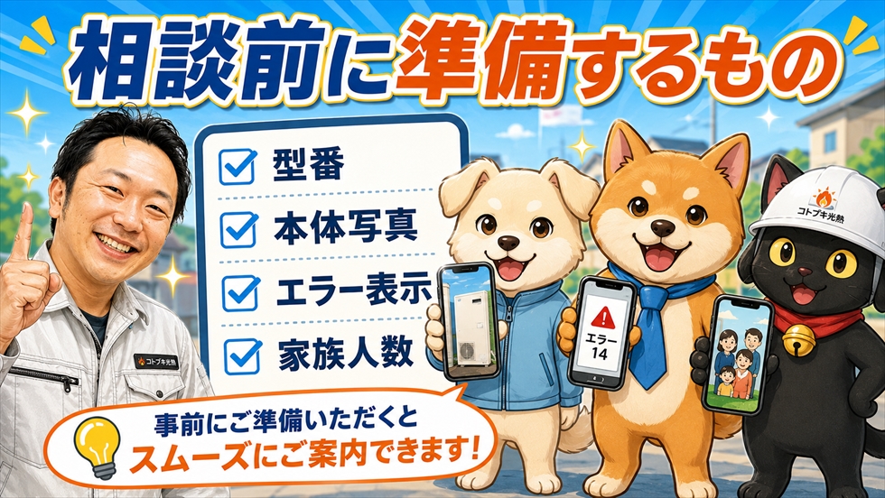エコキュート相談前に準備する型番写真や設置写真