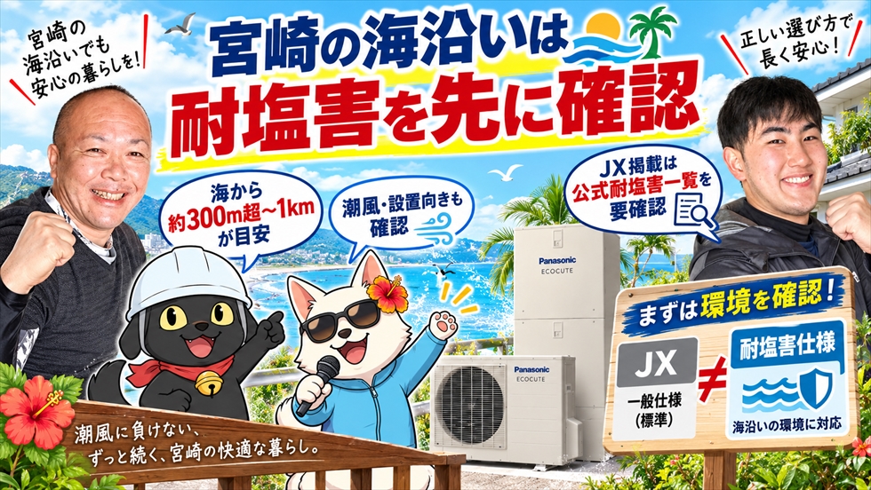 宮崎の海沿い住宅では耐塩害仕様を先に確認することを案内するアイキャッチ画像