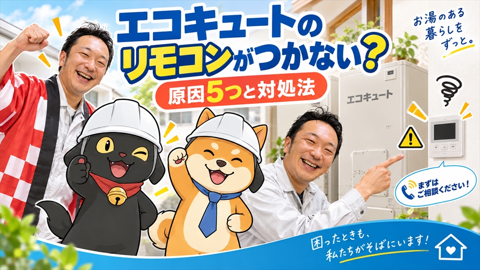 エコキュートのリモコンがつかないときの原因と対処法を解説する記事イメージ