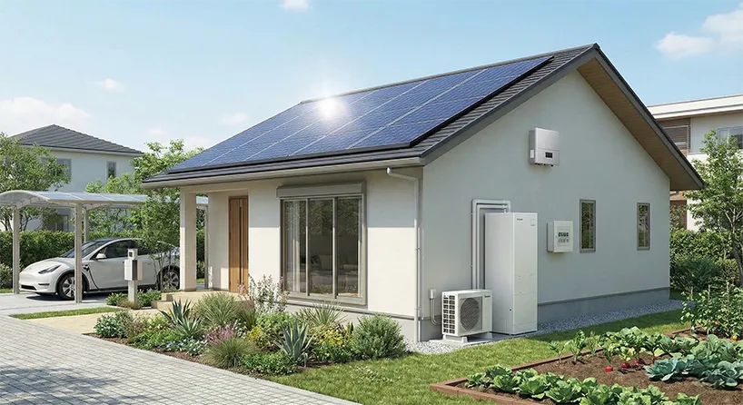 屋根に設置されたソーラーパネル