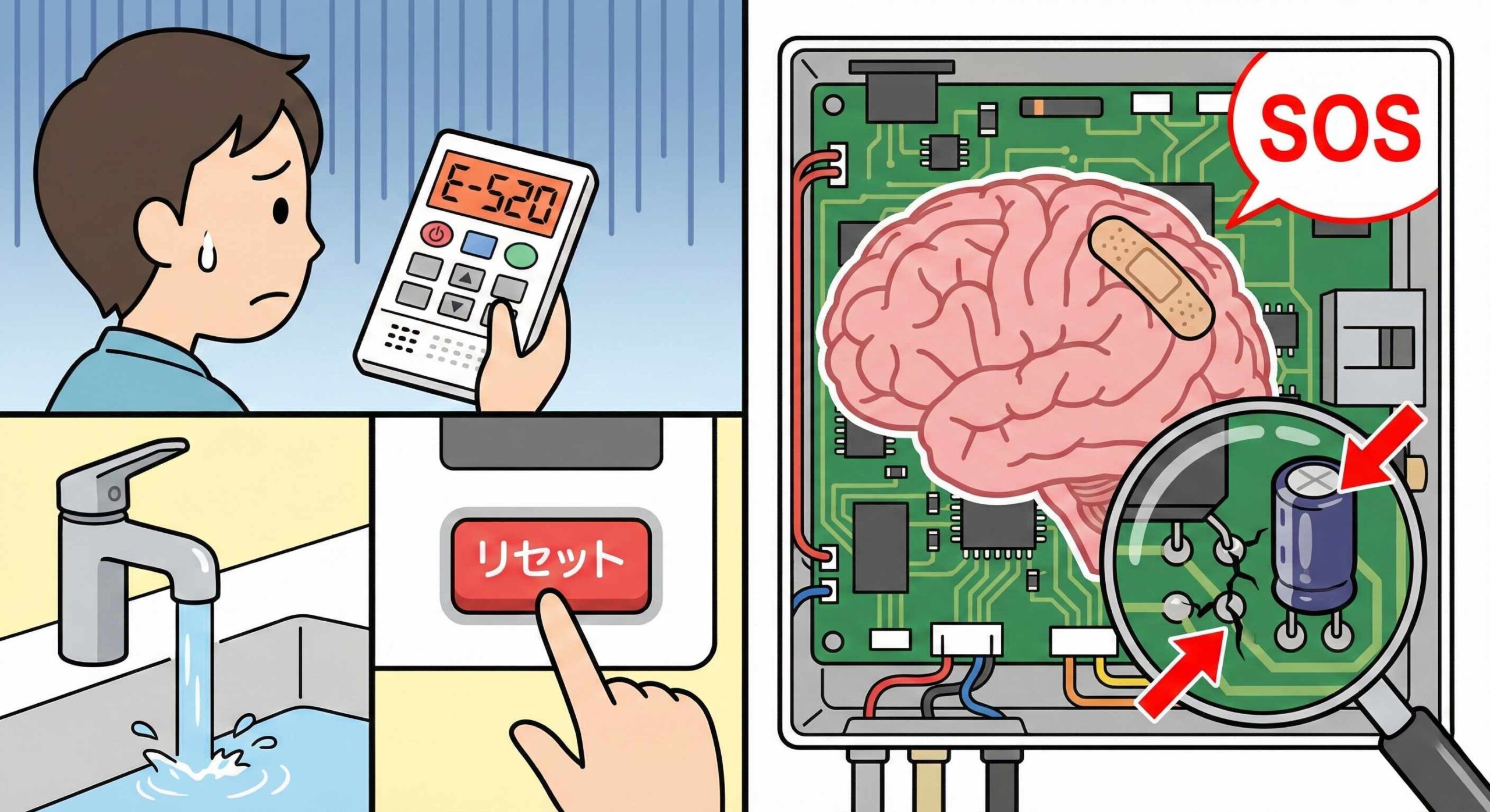 ガス給湯器 寿命 リモコン リセット エラーコード