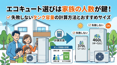 エコキュート選びは家族の人数が鍵！ 失敗しないタンク容量の計算方法とおすすめサイズ