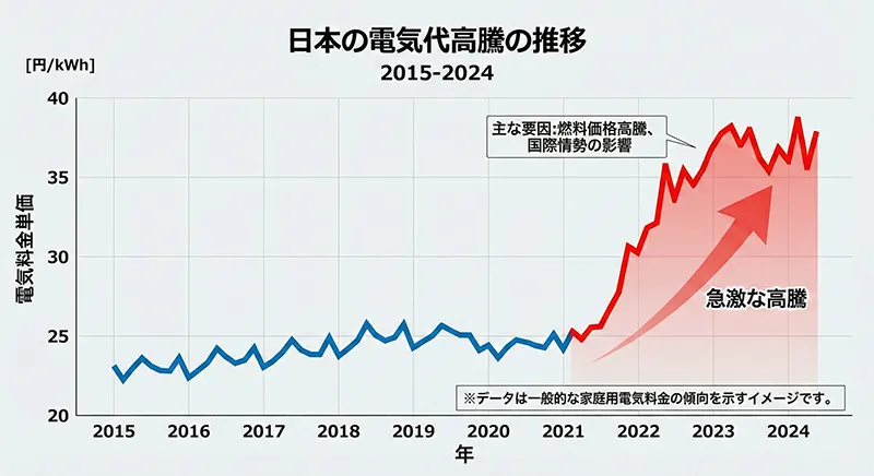 日本の電気代高騰の推移