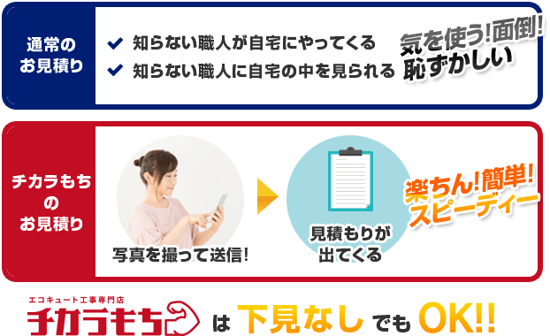 チカラもちの見積りは楽ちん！簡単！スピーディー！下見なしでもok！
