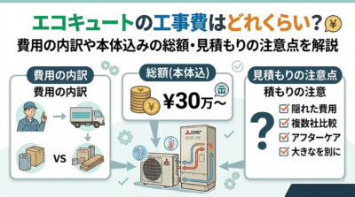 エコキュートの工事費はどれくらい？ 費用の内訳や本体込みの総額・見積もりの注意点を解説