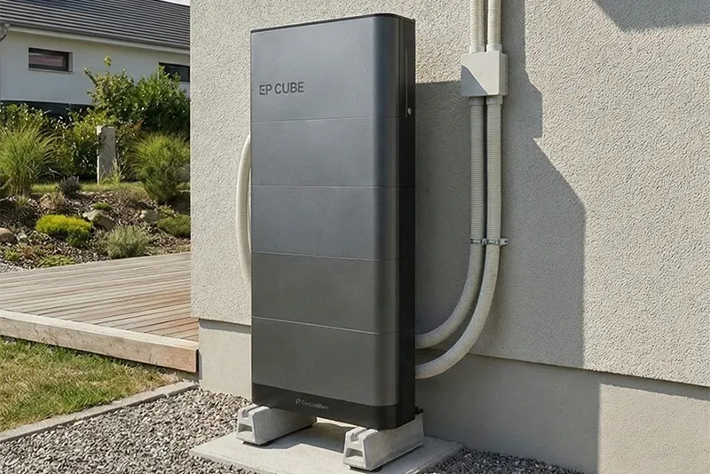 屋外に設置された蓄電池タンク