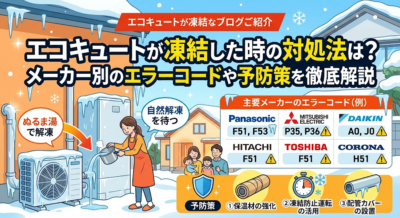エコキュートが凍結した時の対処法は？ メーカー別のエラーコードや予防策を徹底解説！