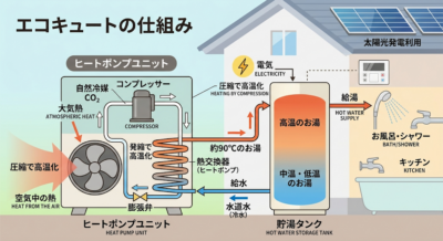 オール電化で注目！エコキュートの基礎知識＆メリット・デメリットをご紹介
