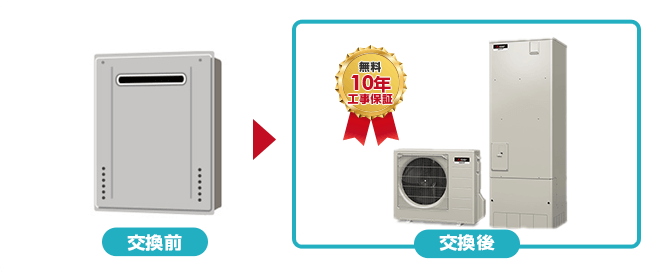 ガス給湯器からエコキュートの交換事例1