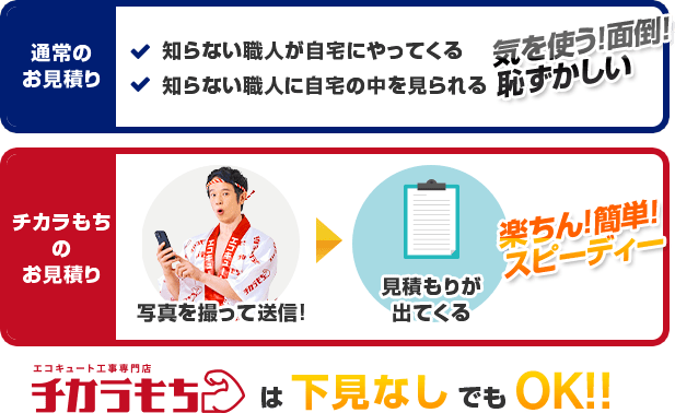 チカラもちの見積りは楽ちん！簡単！スピーディー！下見なしでもok！
