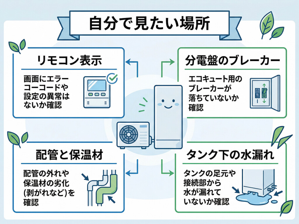 お湯が出ない時に自分で見たい場所をまとめた図解