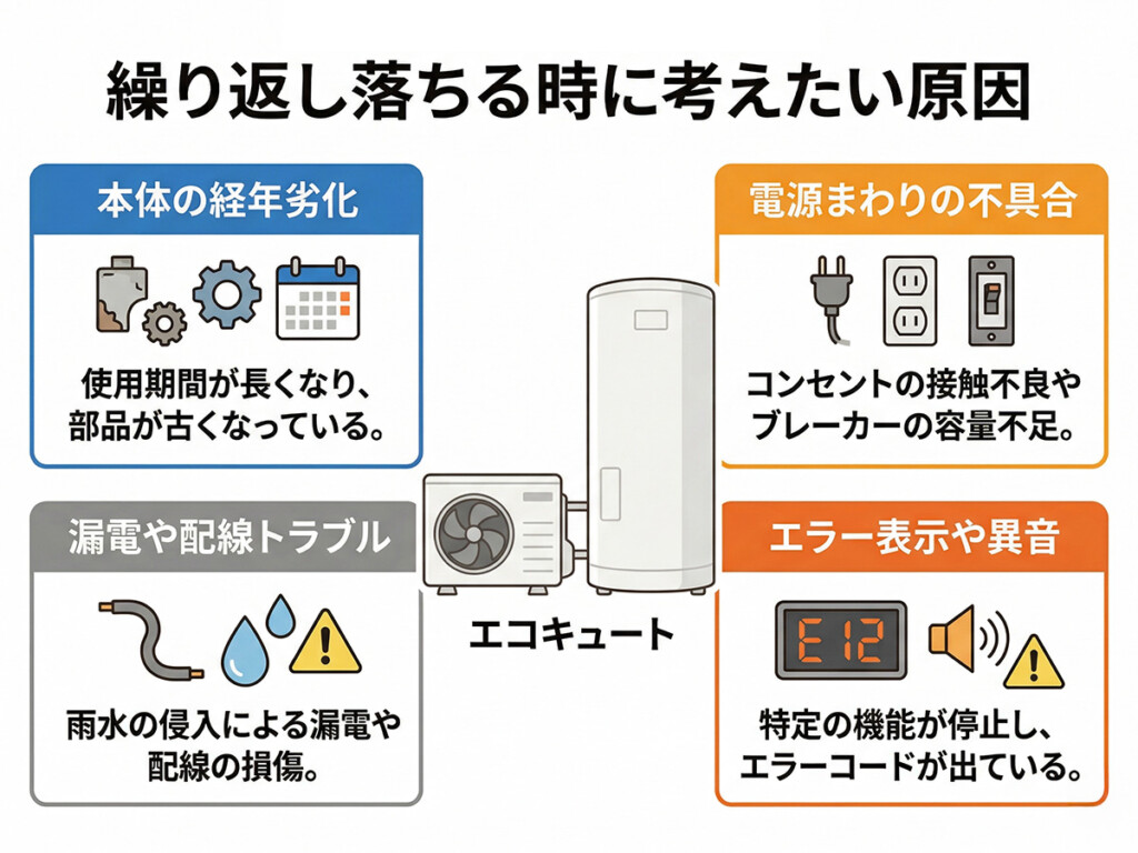 ブレーカーが繰り返し落ちる時に考えたい原因をまとめた図解