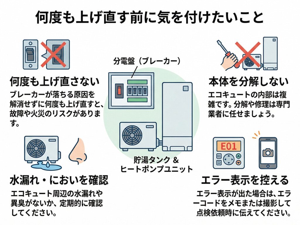 ブレーカーが落ちた時に気を付けたい行動をまとめた図解