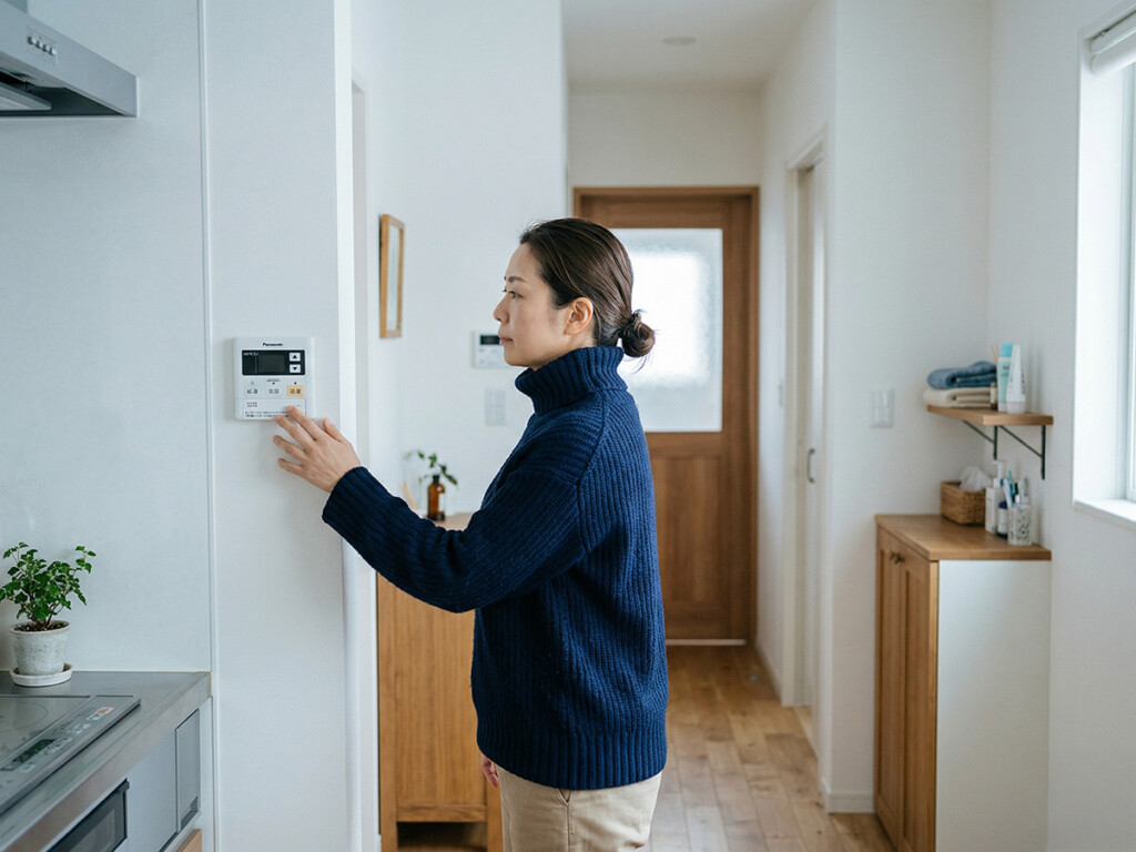 台所と浴室のリモコンの状態を確認しているイメージ