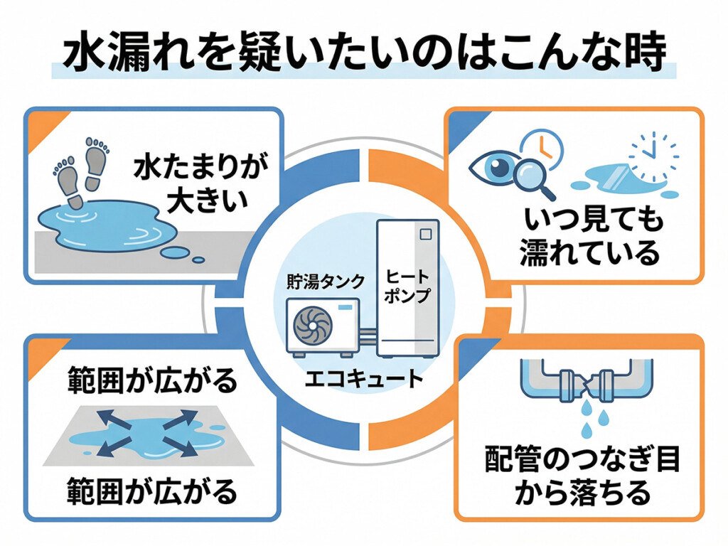 水漏れを疑いたい濡れ方の特徴をまとめた図解