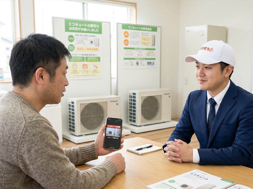 チカラもち富山店でエコキュートの異音を相談しているイメージ