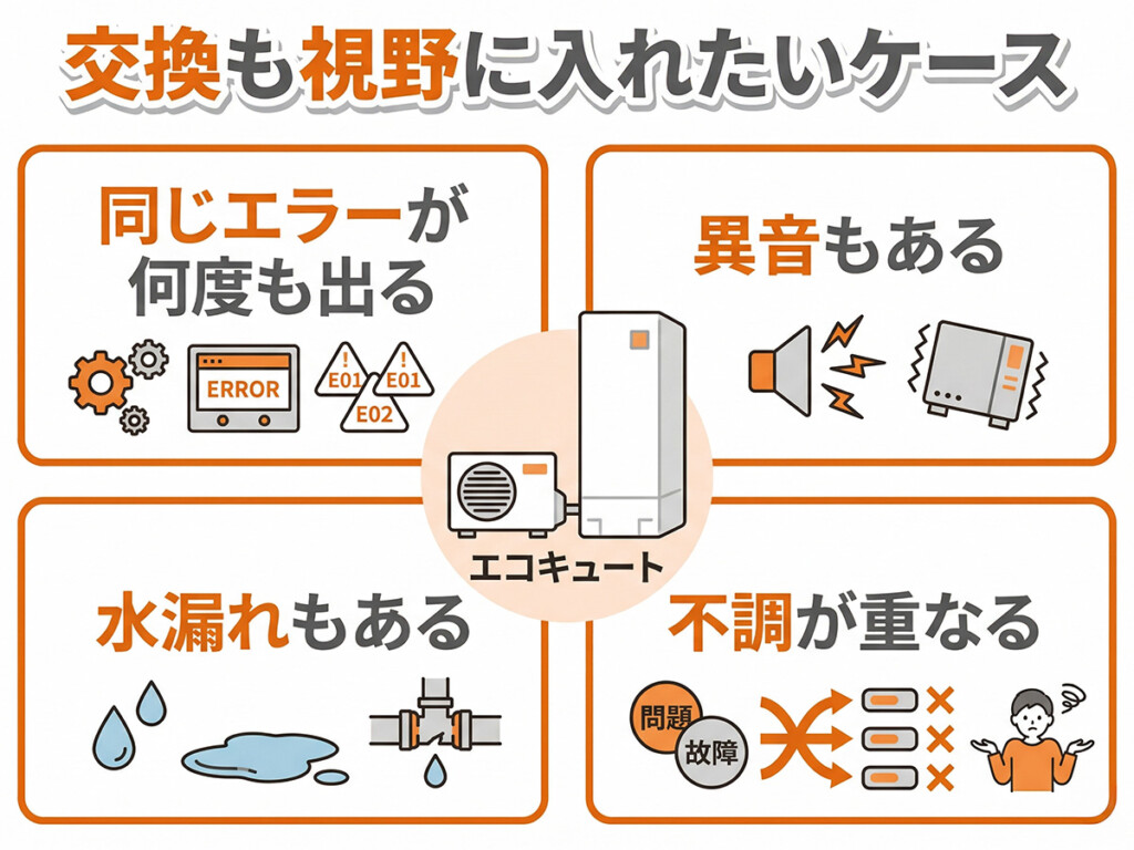 交換も考えたい症状の重なりをまとめた図解