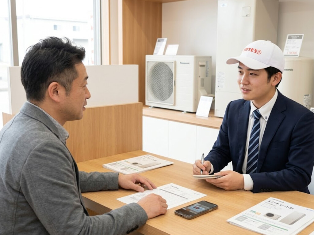チカラもち富山店で修理か交換かを相談しているイメージ