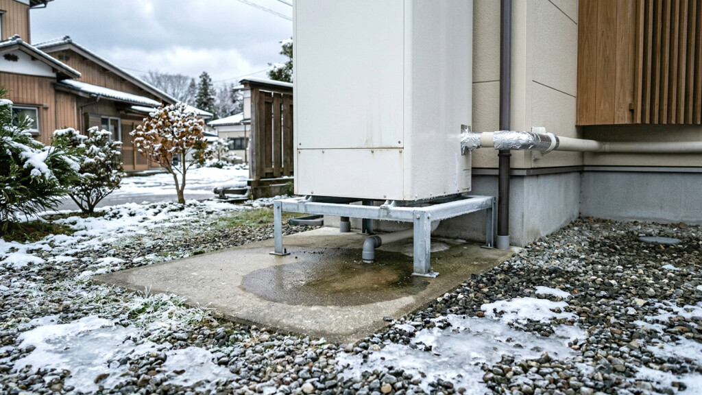 エコキュートのタンク下が少し濡れている様子のイメージ