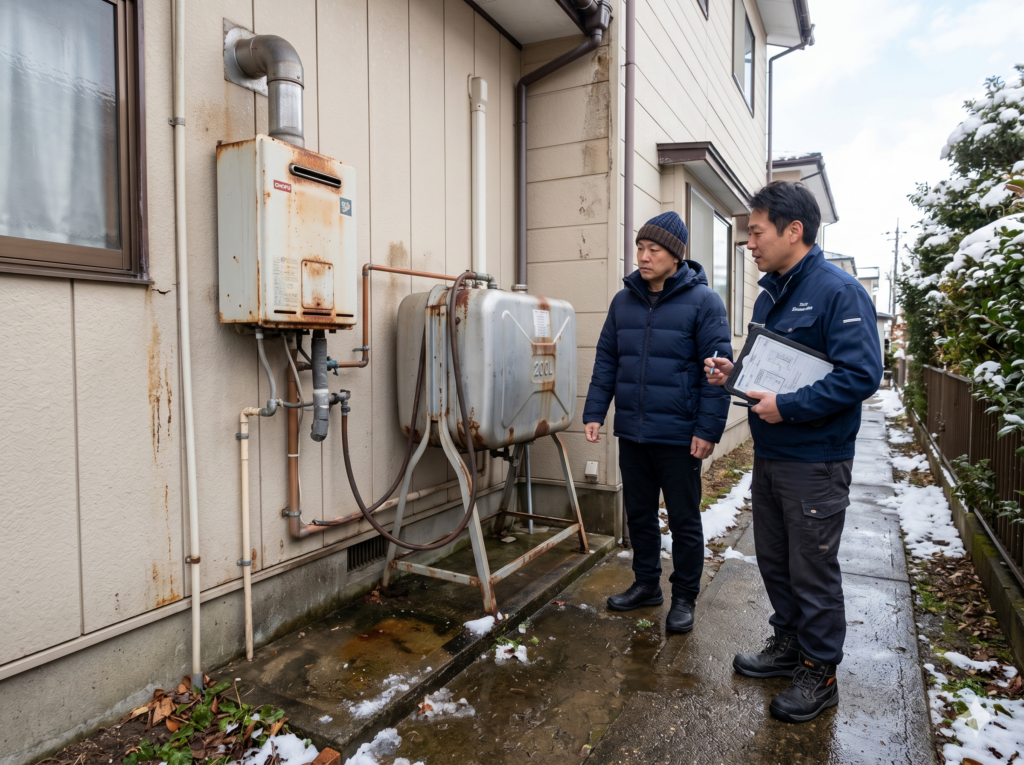 灯油ボイラーとエコキュートの違いを比較した説明画像