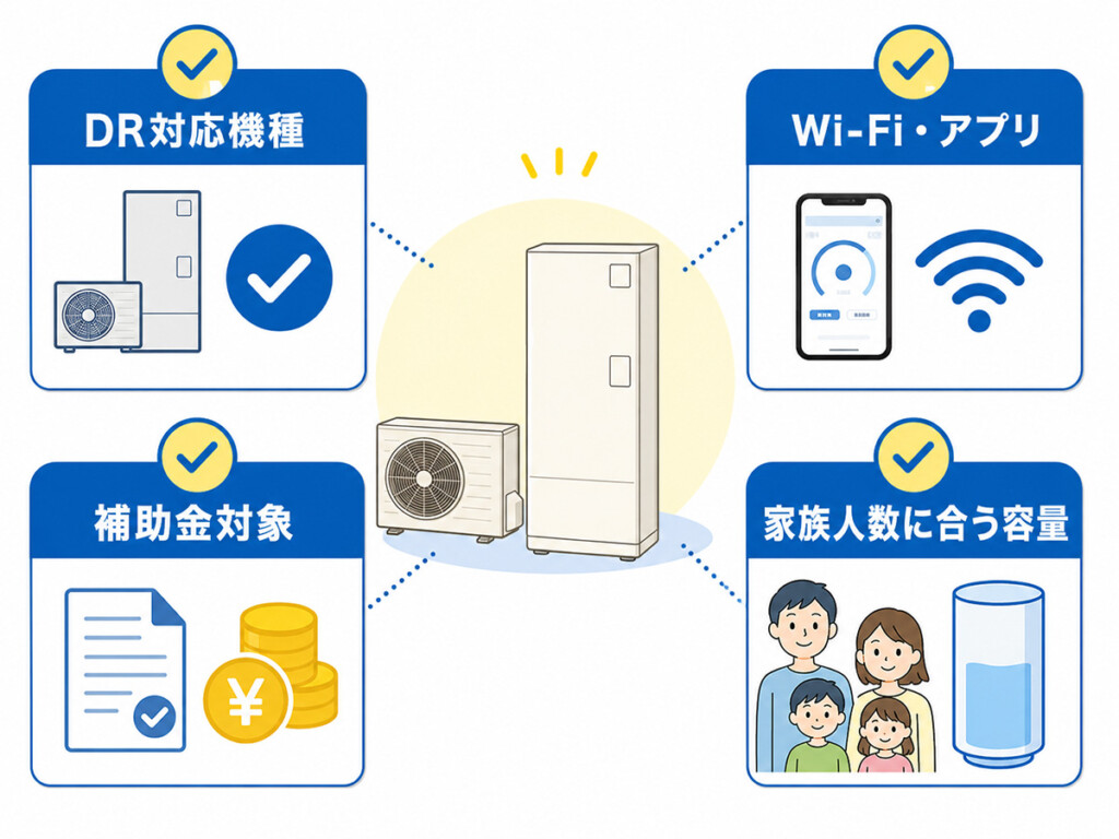 エコキュート交換前にDR対応機種Wi-Fi補助金容量を確認する説明画像