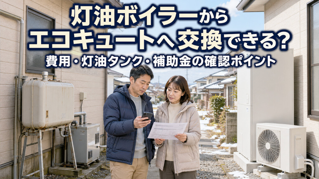 射水市の戸建て住宅で灯油ボイラーからエコキュートへの交換を検討しているイメージ
