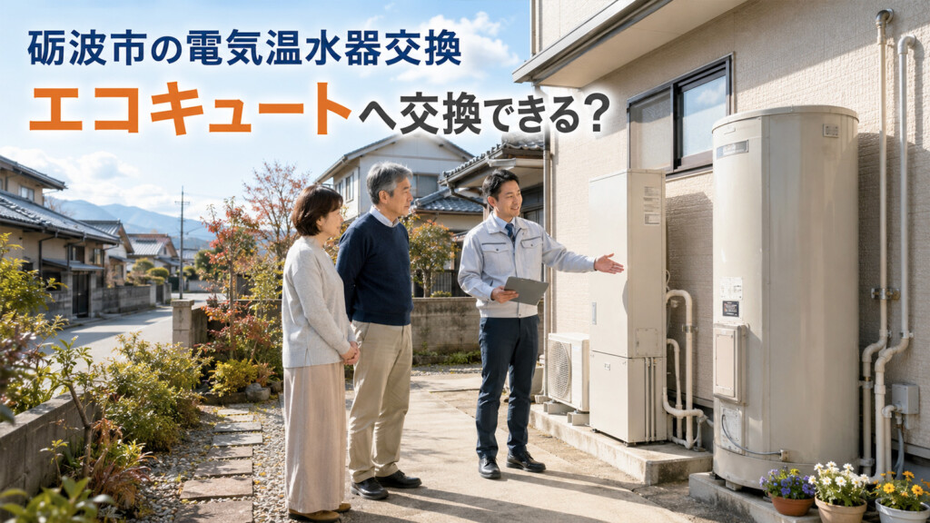 砺波市の戸建て住宅で電気温水器からエコキュートへの交換を相談しているイメージ