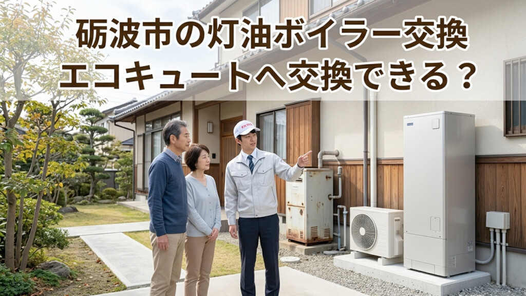 砺波市の戸建て住宅で灯油ボイラーからエコキュートへの交換を相談しているイメージ