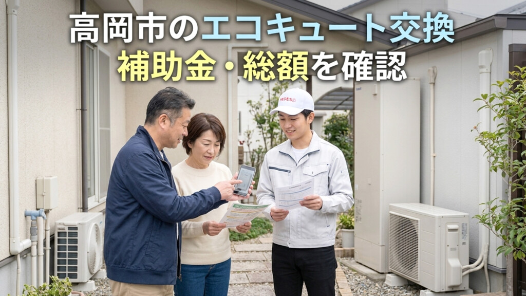 高岡市でエコキュート交換補助金と総額を水まわり専門店に相談しているイメージ