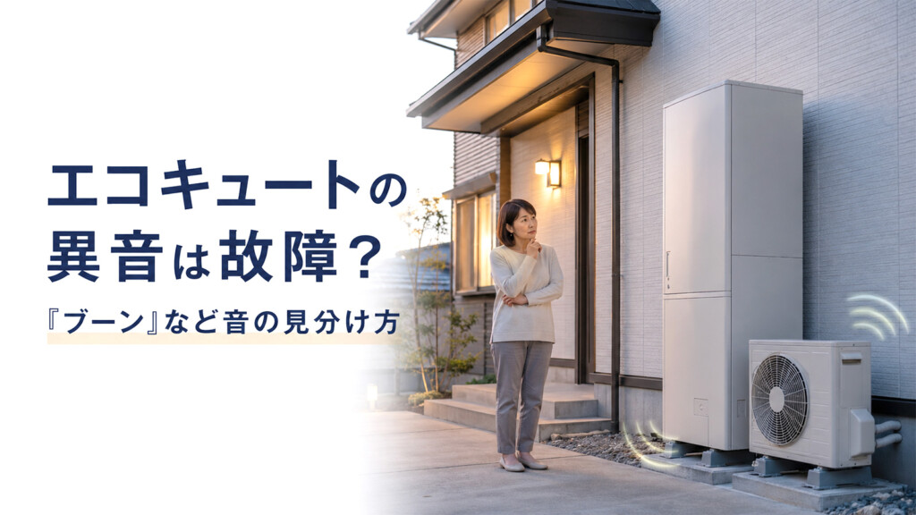 エコキュートから普段と違う音が聞こえて不安を感じているイメージ