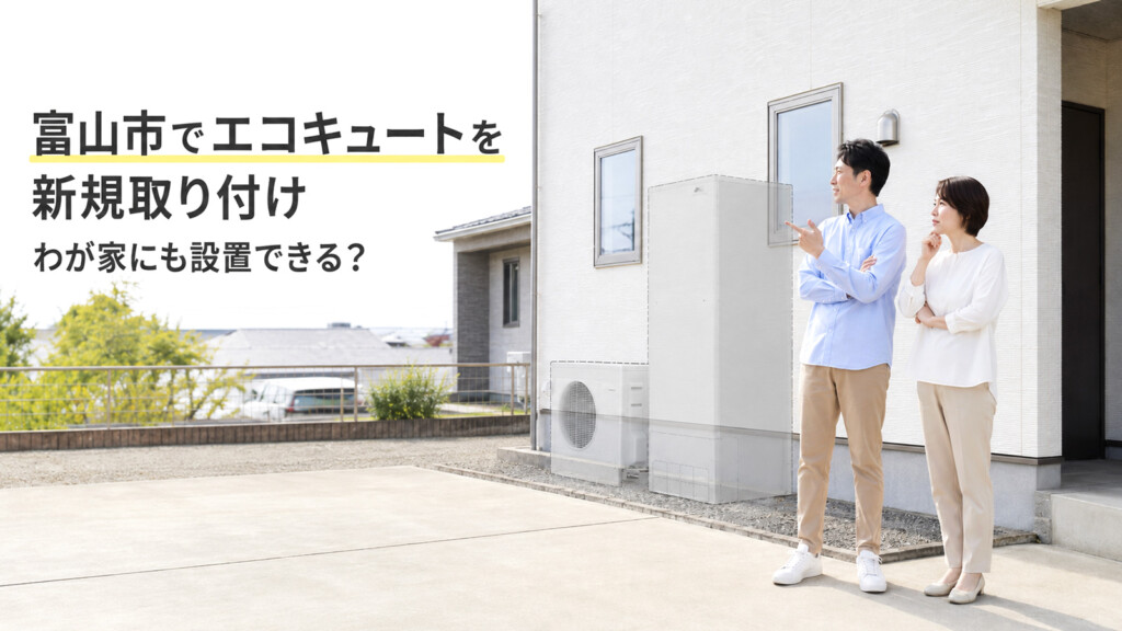富山市の戸建住宅でエコキュートの新規取り付けを検討しているイメージ