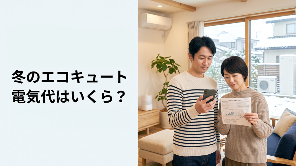 冬の電気料金を見てエコキュートの電気代が高いのではと心配しているイメージ