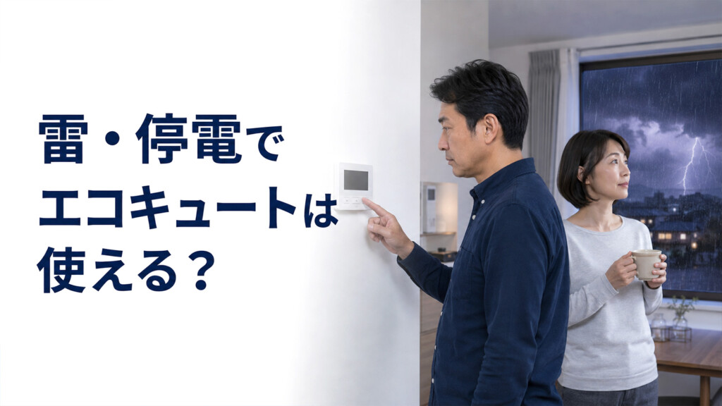 雷や停電が発生したときにエコキュートのリモコンを確認するイメージ